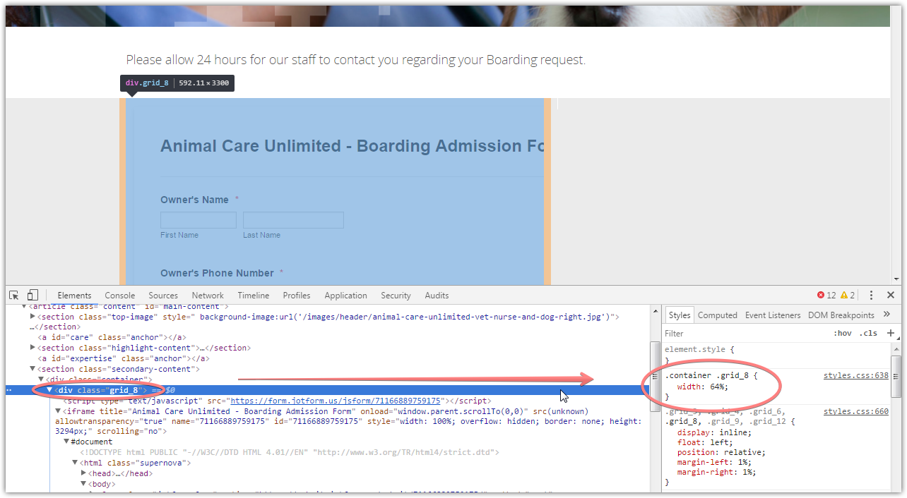 Why is the embedded form so narrow? Image 1 Screenshot 20