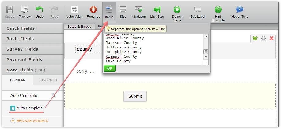 Showing different fields based on the Enter your County user input Image 1 Screenshot 50
