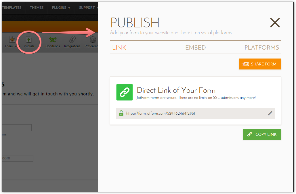 Where to find form embed option Image 1 Screenshot 20