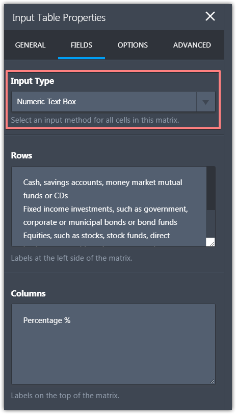 How do I chance the input table to allow for a client to enter a value? Image 1 Screenshot 20