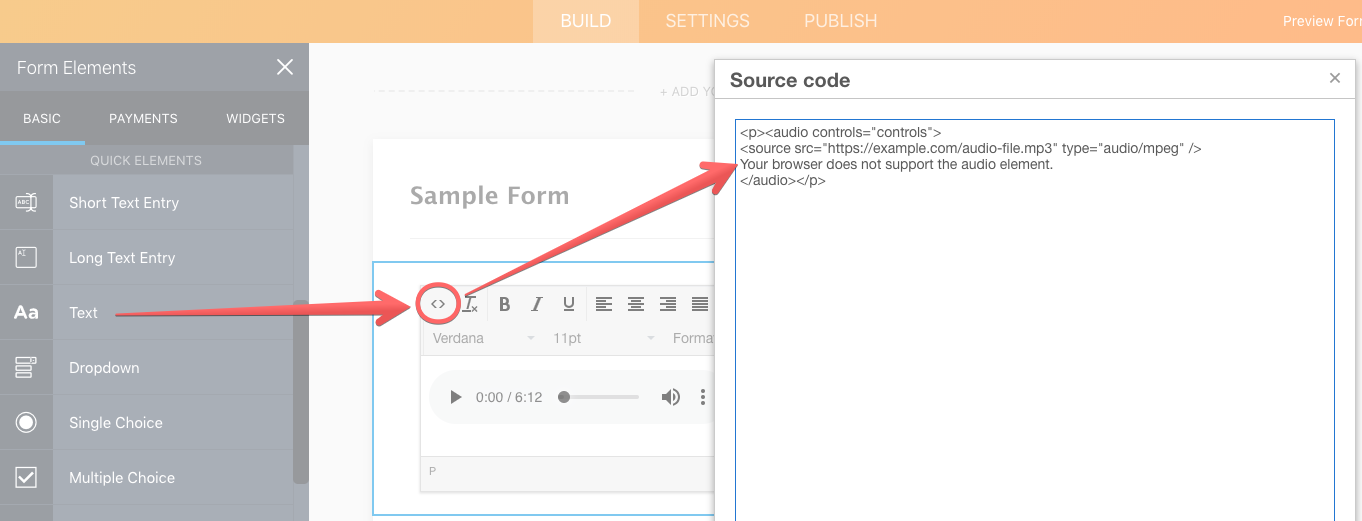 How to add (embed) audios to form Image 1 Screenshot 20