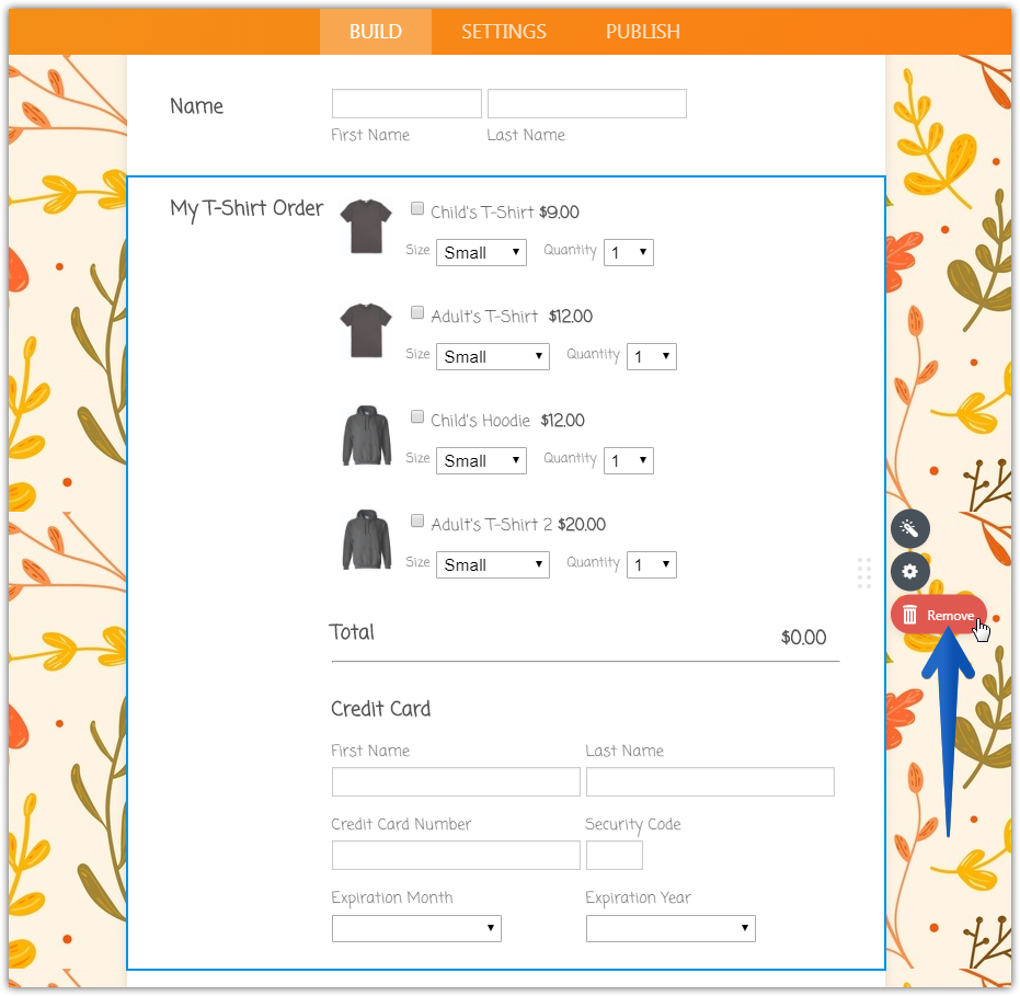 Help in altering a template   how to remove credit card fields from order element Image 1 Screenshot 30