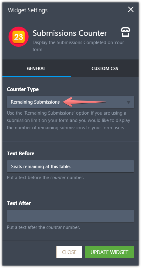 How can I get the submission counter on my form countdown from 7 to 0? Image 1 Screenshot 30