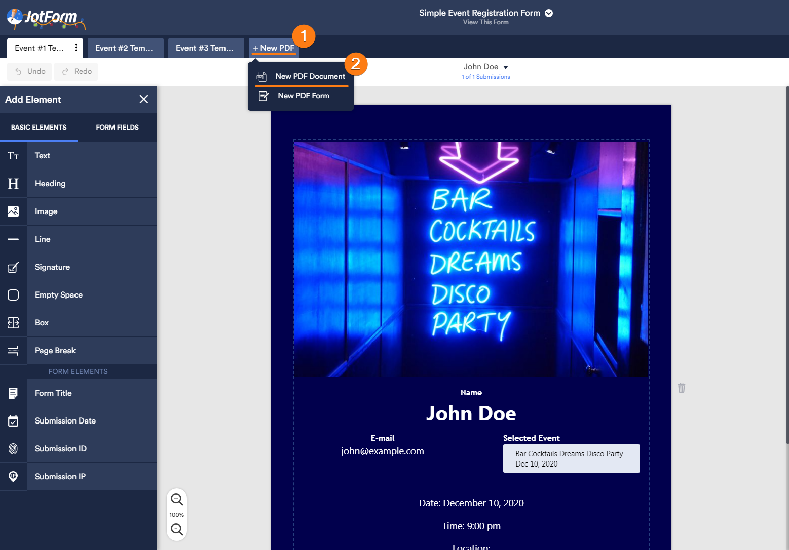 Miten lähettää sähköpostitse eri PDF-pohjia riippuen käyttäjän vastauksista Image-2