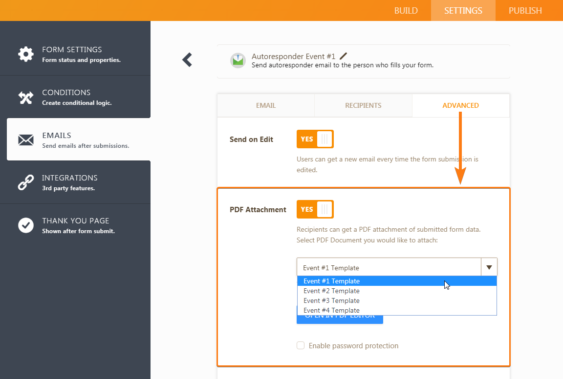 Miten lähettää sähköpostitse eri PDF-pohjia riippuen käyttäjän vastauksista Image-4