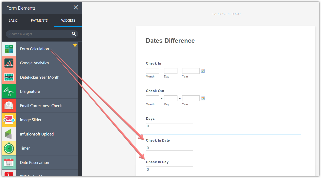 How to calculate a dates difference and show the days of the week