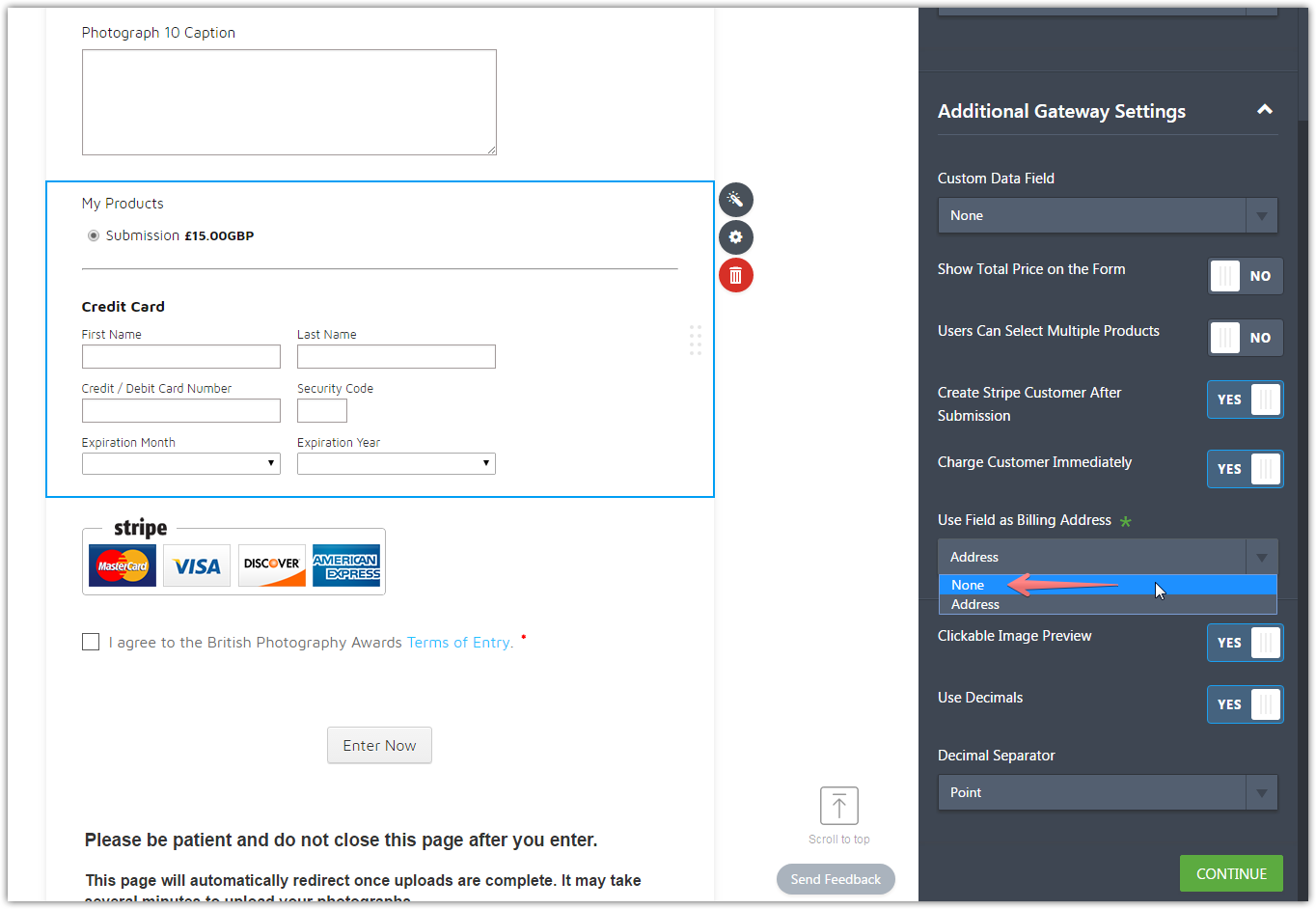 Stripe Form: Invalid zip code error on submission (UK customers) Image 1 Screenshot 20