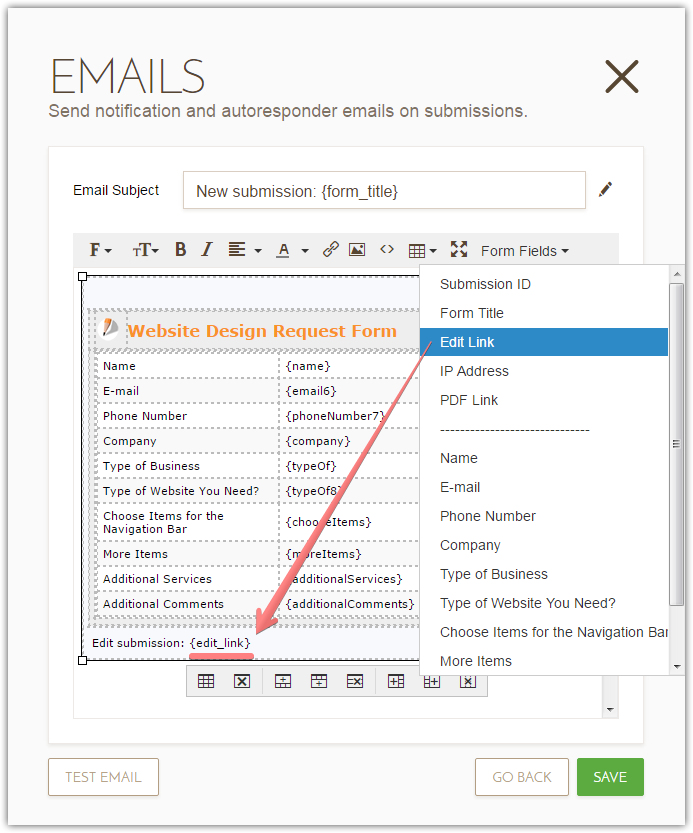 Are there links to submitted forms? Image 1 Screenshot 20