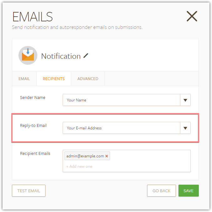 Configuring reply to recipient on email notification Image 1 Screenshot 20
