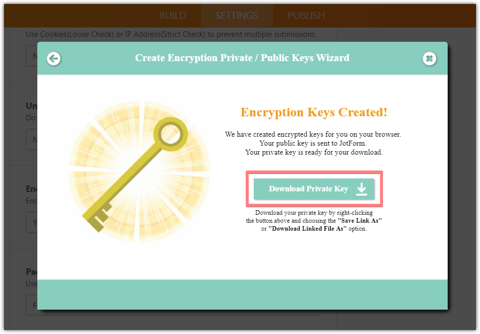 Encrypted Form: Where do I get the private key? Image 1 Screenshot 20