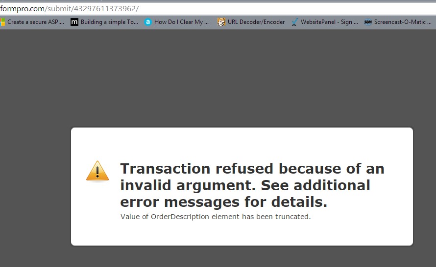 Paypal Pro payment error   Value of OrderDescription element has been truncated Image 1 Screenshot 20