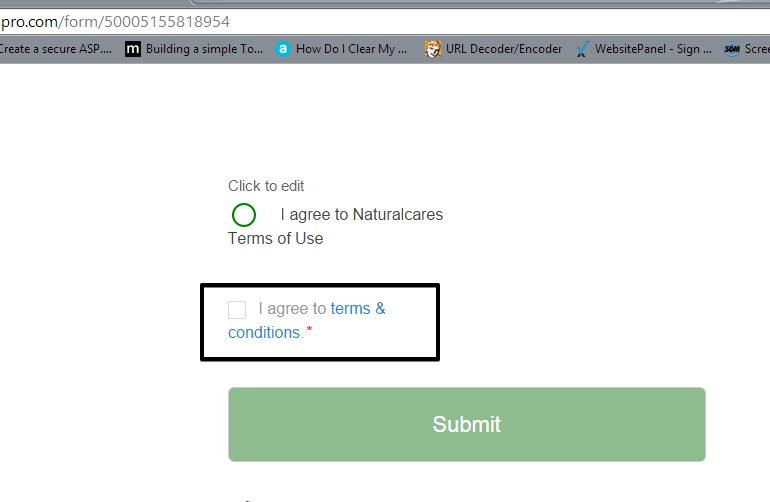Issues with terms and conditions widget when the form is viewed on mobile devices Image 1 Screenshot 30