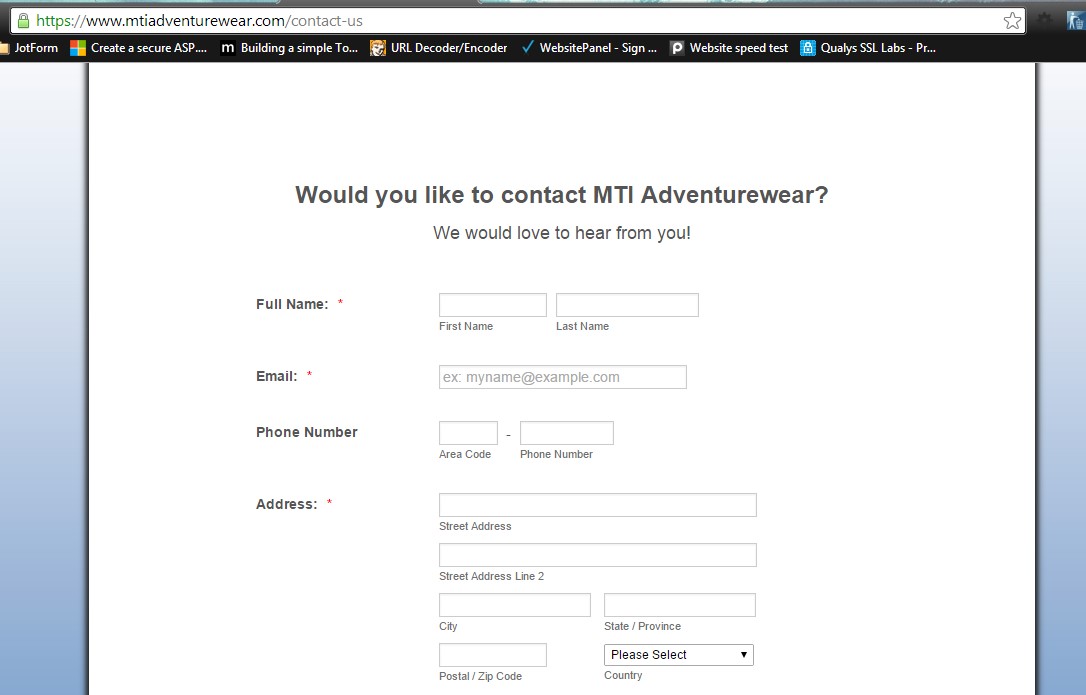 I have used many different methods to embed my form into my webpage Screenshot 0