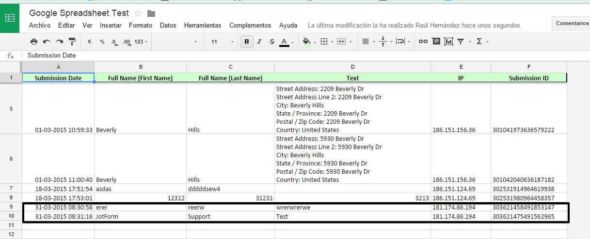 Google Spreadsheet: Submission date is passed incorrectly Image 2 Screenshot 41