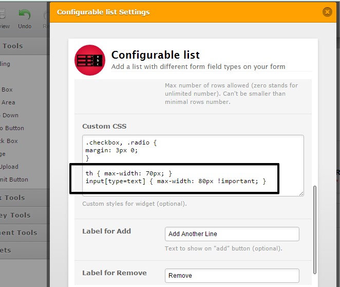 How can I reduce the width of a configurable list widget? Image 1 Screenshot 30