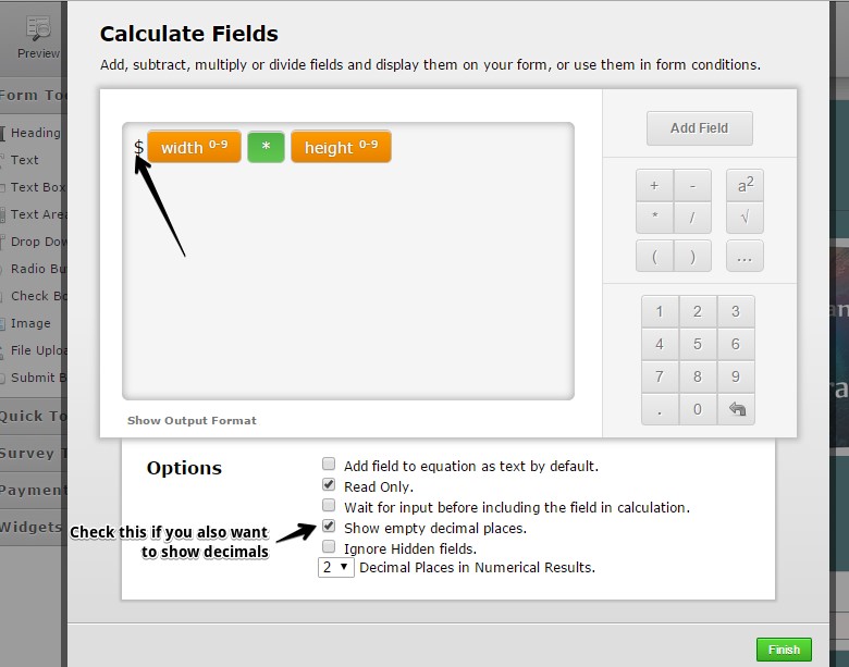 Can I display a $ sign in my calculation widget? Image 1 Screenshot 30