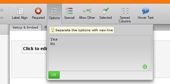 How can I set a Yes/No option in a radio button field Image 1 Screenshot 30