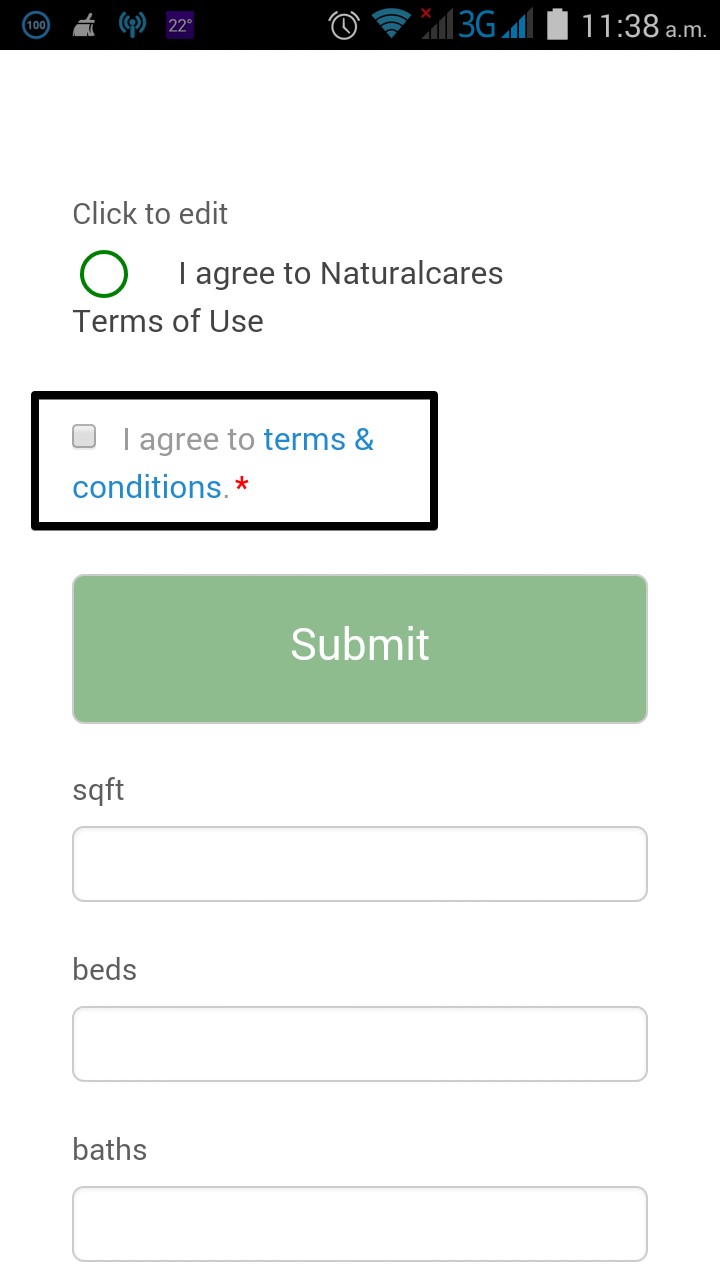 Issues with terms and conditions widget when the form is viewed on mobile devices Image 2 Screenshot 41