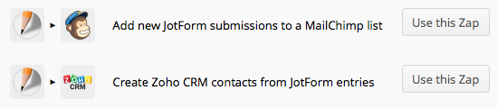 JotForm MailChimp & Zoho