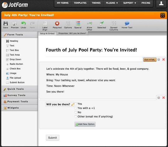 JotForm builder