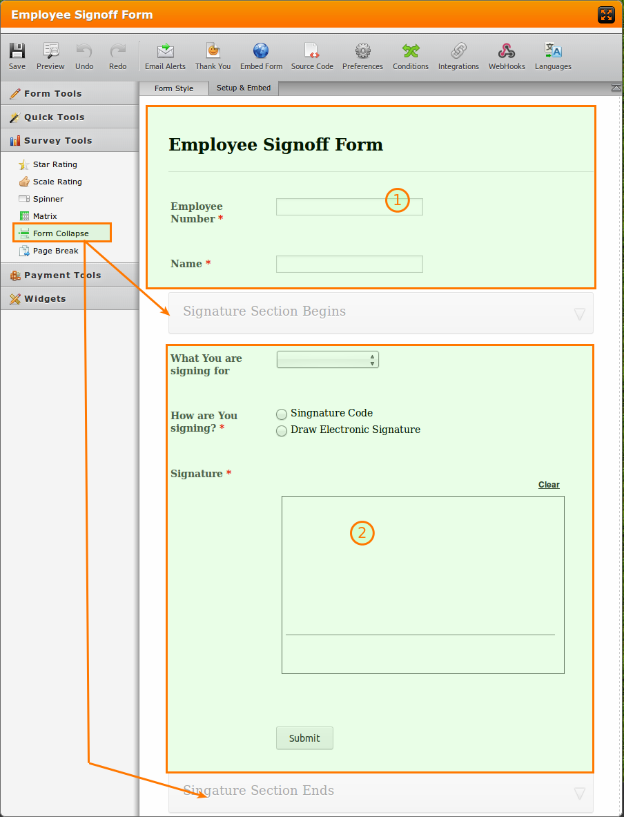 Can I attach a signature to a pre existing code or employee number? Image 1 Screenshot 40
