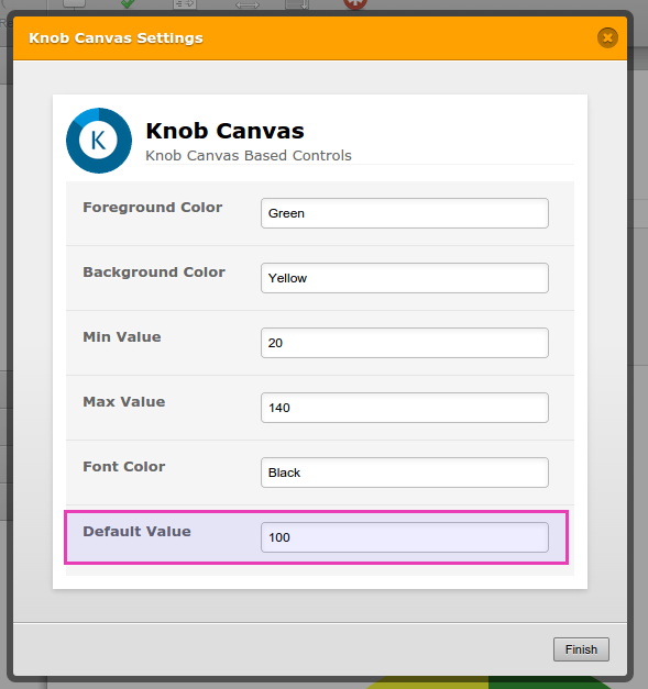 How do I make the default setting on the Knob Canvas 0? Image 1 Screenshot 20