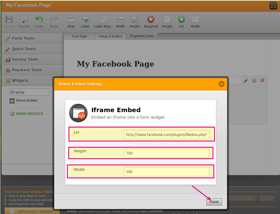 How do I add my facebook fan page feed to my form?  Image 5 Screenshot 104