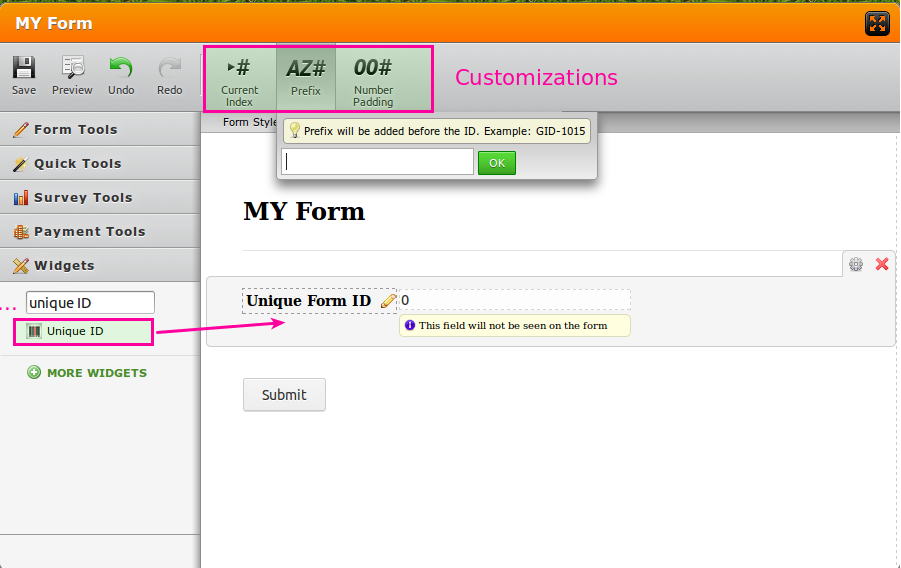 Unique ID field for counting submitted forms Image 1 Screenshot 20