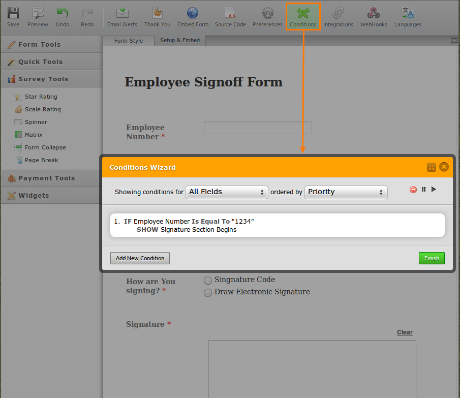 Can I attach a signature to a pre existing code or employee number? Image 2 Screenshot 51