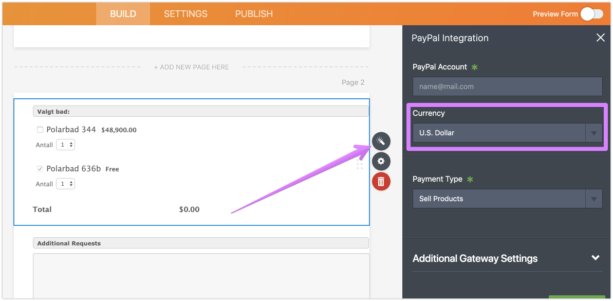 How do I change from USD to another currency in the product forms? Image 1 Screenshot 20