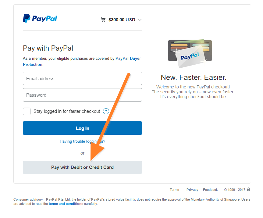 But the Credit Card option is only available on the Paypal payment page, no...