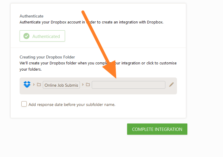 The form with Dropbox integration is no longer sending submissions to the folder Image 1 Screenshot 20