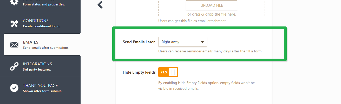 How do I setup the form to send one email per day for ten days to the submitter? Image 1 Screenshot 20