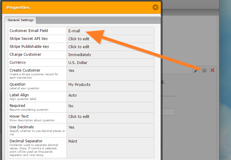 Is it possible to add an email input in the Stripe Integration? Image 1 Screenshot 20