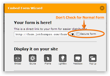 How to make JotForm use non secure URL Image 1 Screenshot 20