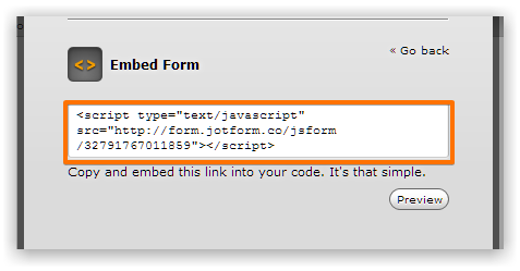 Where is the html/javascript code so I can install the form on a website Screenshot 62