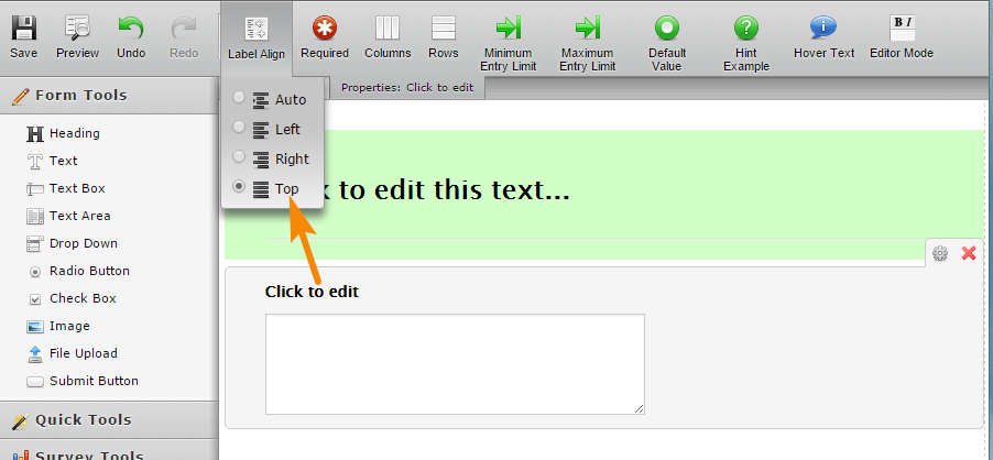 For long text fields, can the question be laid out stretching from left margin to right margin Image 1 Screenshot 20