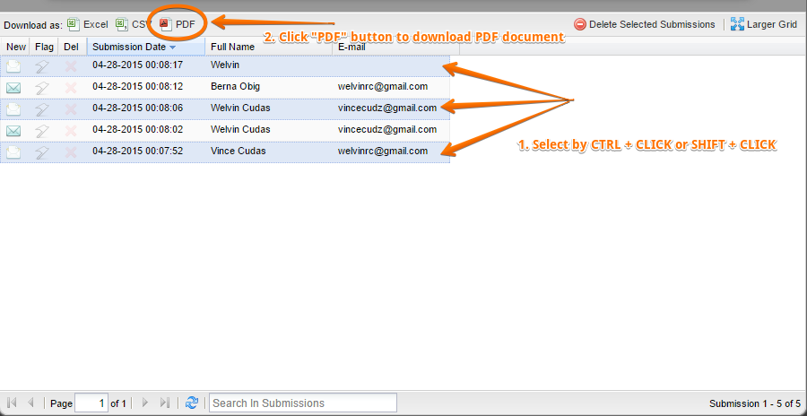 How can I select responses and download them into one PDF document? Image 1 Screenshot 20