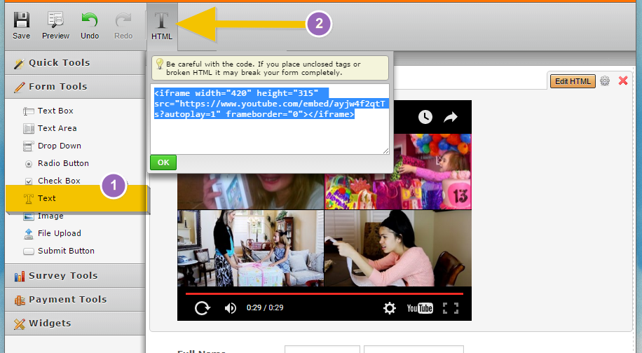 How do I autoplay a Youtube video in Jotform Image 1 Screenshot 20
