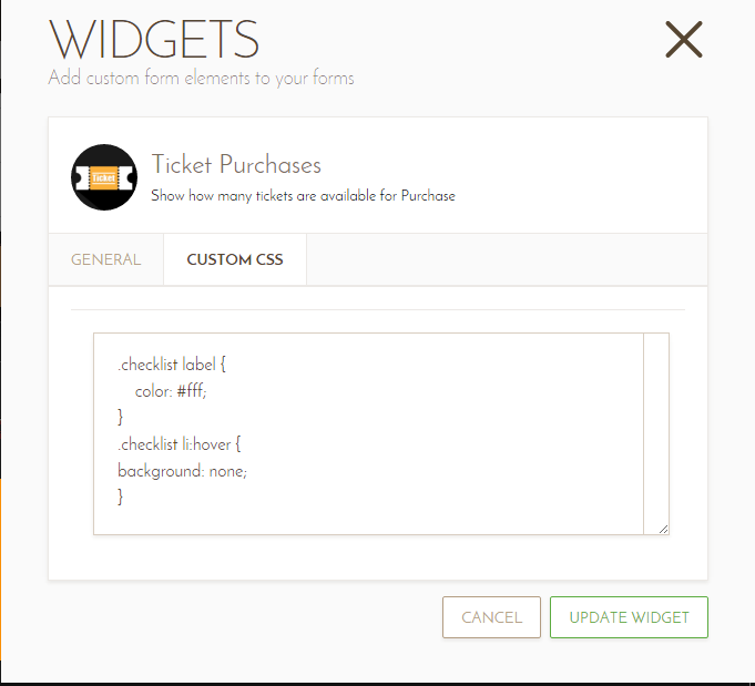 How can I change the text color of the Ticket Purchase widget? Image 1 Screenshot 20
