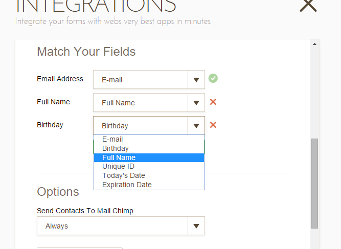 The calculation field is not showing up when mapping in Mailchimp Integration Image 1 Screenshot 20