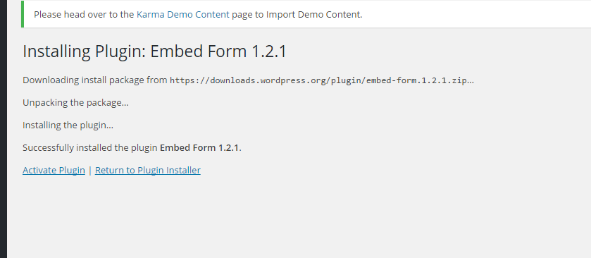 Getting an error when trying to activate the Embed Form plugin Image 1 Screenshot 30