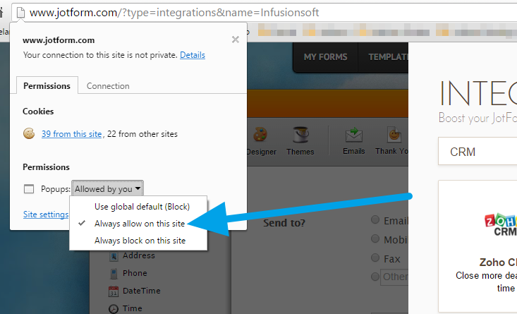 Authentication not showing up in Infusionsoft Integration Image 3 Screenshot 62