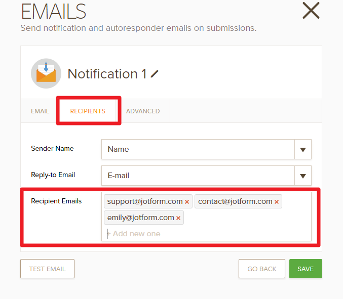 How can I add a new recipient email? Image 1 Screenshot 20