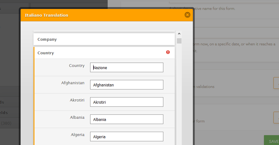 How can I keep the translation for the country field in the form? Image 1 Screenshot 20