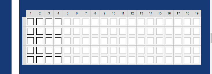 How can I create a matrix with 19 columns with no side labels? Image 1 Screenshot 20
