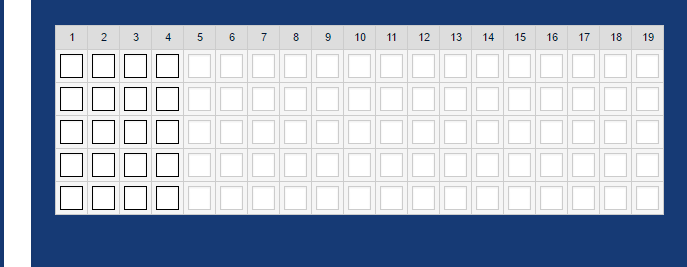How can I create a matrix with 19 columns with no side labels? Image 2 Screenshot 41