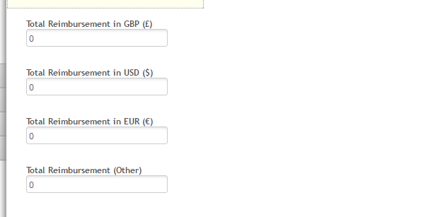 Is there a way to convert USD and EUR to a GBP total, depending on options in a radio field? Image 2 Screenshot 61