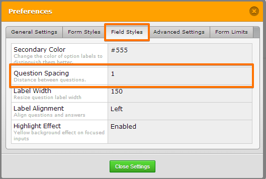 How to adjust jotform question spacing Image 1 Screenshot 20