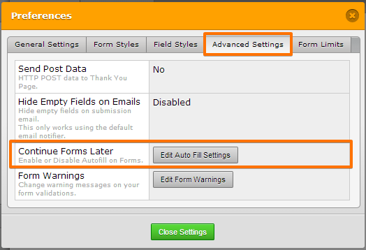 Is there a way to make configurable list fields available with the continue forms later feature? Image 1 Screenshot 20